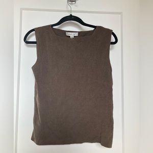 4/$30 Vintage Square Neck Tank Top Knit Green-Brown Coldwater Creek Sz L